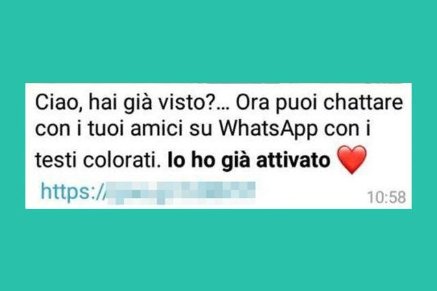 Testi colorati su WhatsApp, attenzione a questo messaggio: è una truffa