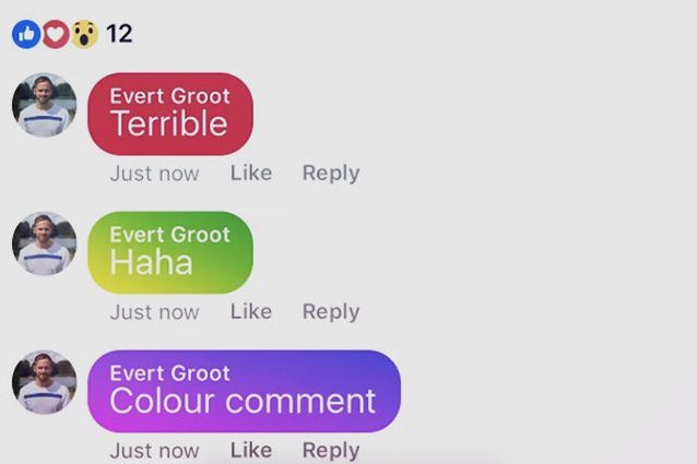 Facebook sperimenta i commenti colorati: la novità del social network