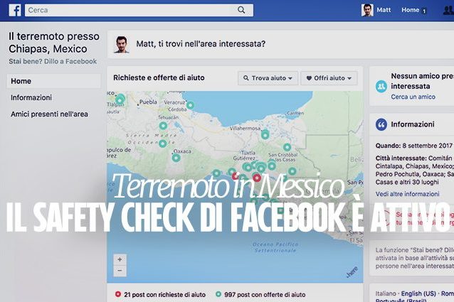 Terremoto in Messico, il Safety Check di Facebook è attivo