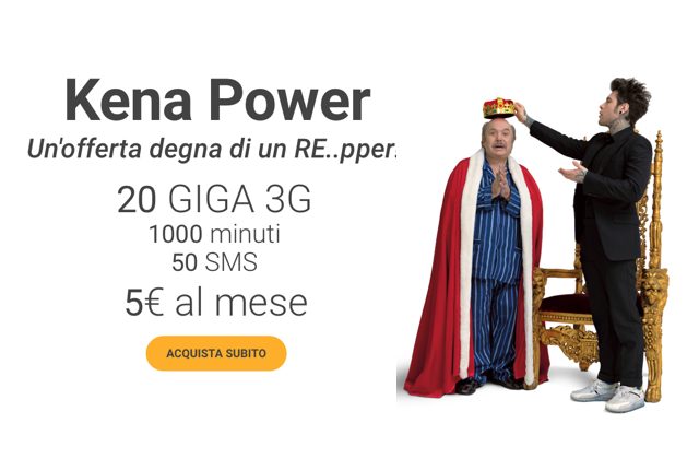 Kena Power: 20 GB, 1.000 minuti e 50 SMS a 5 euro al mese