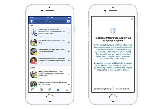 facebook bug utenti bloccati
