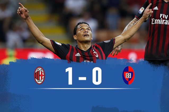 Bacca torna a segnare e il Milan a vincere: 1-0 al Cagliari