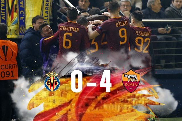 Europa League, la Roma affonda il Sottomarino giallo: 4-0 al Villarreal, tris di Dzeko