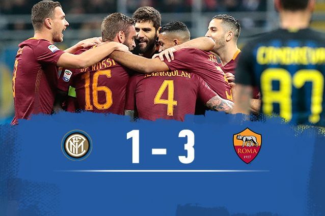 La Roma batte l'Inter 3-1