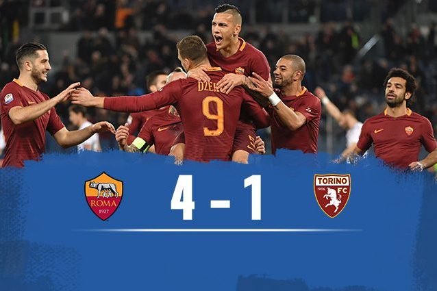 La Roma serve il poker al Torino