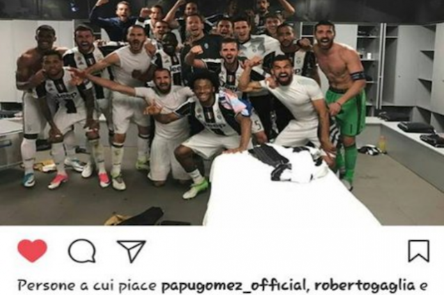 Il like della discordia di Roberto Gagliardini al post di Leonardo Bonucci su Instagram dopo Barça–Juve