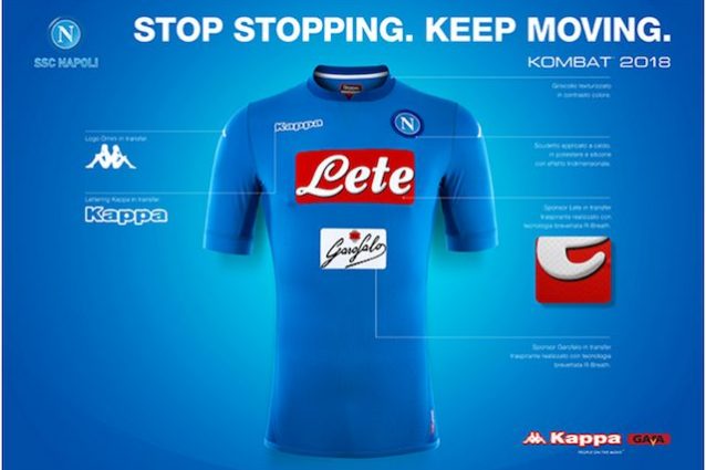 La nuova maglia anti–trattenuta del Napoli (foto sito ufficiale http://www.sscnapoli.it/)