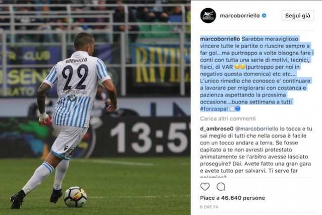 Il post di Borriello su Instagram