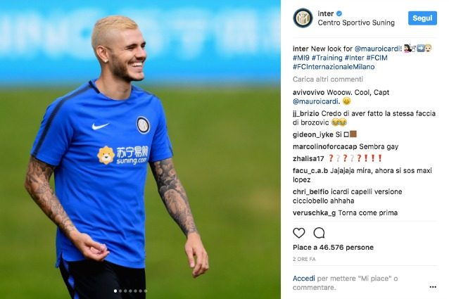 E\u0027 la sfumatura di colore che Mauro Icardi ha scelto per la propria capigliatura. S\u0027è presentato così al centro sportivo d\u0027allenamento dell\u0027Inter,