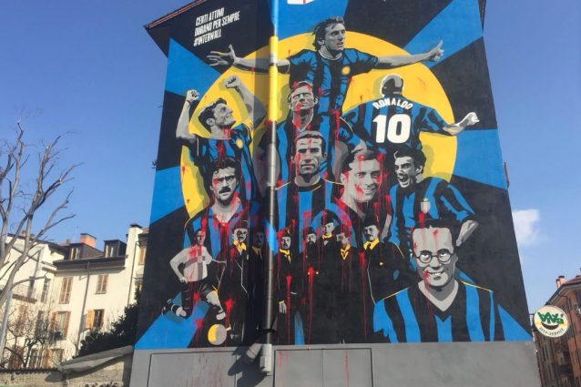 Vandalizzato il muro dedicato all'Inter per i suoi 110 anni di storia Vandalizzato il muro dedicato all'Inter per i suoi 110 anni di storia